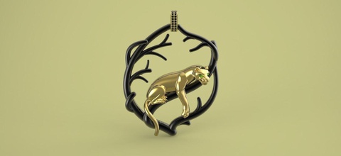 panther-Anhänger Schmuck Anhänger panther gold Silber diamond bedruckbar ist - 3d print model - Mito3D