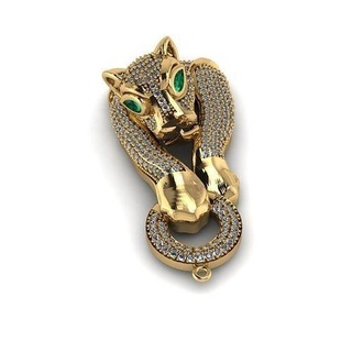 pantera pendente 3d stampabile oro argento gioielleria platino design diamante moda gemma rubino zaffiro gioiello lusso donne braccialetto uomo braccialetti ciondoli 3d print model - Mito3D