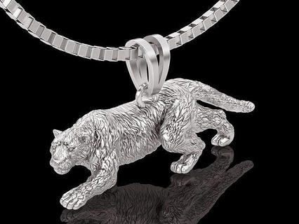 panther pendant gold silver printable jewelry 3d model zbrush design statue sculpture sterling necklace puma wedding platin white fashion beauty pendants 3d print model - Mito3D