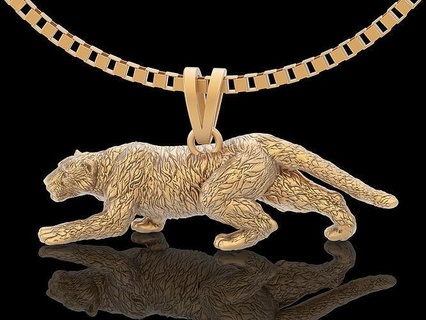 panther pendant gold silver printable jewelry 3d model zbrush necklace puma design statue sculpture lion tiger wedding sterling platin pendants 3d print model - Mito3D