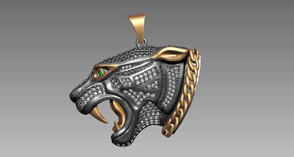 5 ausführung of panther anhänger zbrush schmuck kolye panter jaguar schwarz nashorn ring ohren katze löwe leopard puma tier luxus stahl chrom 3d print model - Mito3D