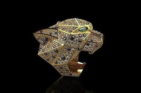 pantera anillo joyería joya plata diamante imprimible oro anillos 3d print model - Mito3D