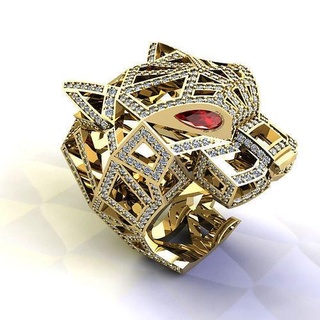 panther ring jewellery jewelry gold silver diamond wedding gem jewel sterling fashion engagem platinum rings 3d print model - Mito3D