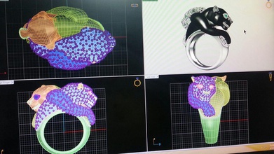 pantera anillo pareja diseño amor símbolo romance decoración joyería joya anillos boda compromiso diamante interior platino imprimible 3d print model - Mito3D