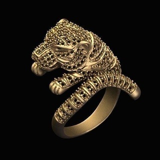 panthère bague animal or chat argent anneaux nature tigre puma bijoux 3d print model - Mito3D