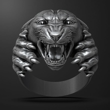 panther ring jewelery cat lion cougar jaguar leopard gold silver diamond rings jewelry 3d print model - Mito3D
