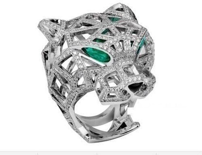 pantera anel senhores jóias diamante joalheria argolas cafajeste gema imprimível render ouro 3d print model - Mito3D