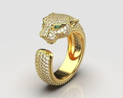 pantera anillo 152 Tigre joyería joya animal oro plata puma original dimensiones marca anillos sale3dfiles 3d 3d print model - Mito3D