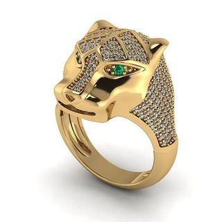 pantera squillare 3d stampabile oro argento gioielleria platino design diamante moda gemma rubino zaffiro gioiello lusso donne braccialetto uomo anelli 3d print model - Mito3D