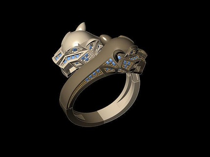 pantera anel panthere joalheria diamante imprimível jóias Casamento brilhante ouro moda branco gema jóia prata noivado safira argolas 3d print model - Mito3D