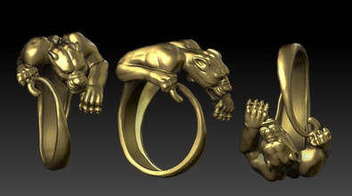 anel pantera jóias ouro escultura panther da forma de prata anéis 3d print model - Mito3D