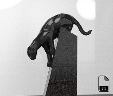 Panther Skulptur druckbar Drucken Löwe Tiger 3dprint katzenartig Puma Panthera Statue Marmor Kunst Skulpturen 3d print model - Mito3D