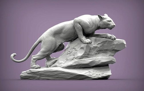 pantera Roca naturaleza mamífero animal mascota escultura recuerdo presente impresión modelo esculpir esculturas estatua imprimible selva salvaje gato puma zoo Arte 3d print model - Mito3D