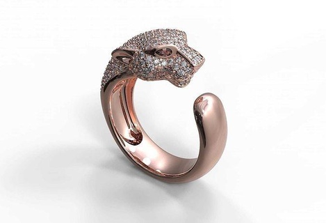 pantera Boda anillo 3d impresión modelo joyería mujer diamante compromiso joya oro Moda platino anillos 3d print model - Mito3D