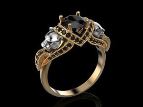 panteras noivado anel pantera gato joalheria impressão 3dprinted jóias imprimível argolas projeto jóia dourado moda ouro prototipagem casamento 3d print model - Mito3D