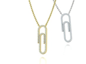 papier agrafe diamant Collier 23mm imprimable 3dmodel colliers bijoux pendentif épingle mode 3d print model - Mito3D