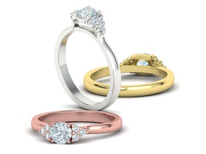 paraíso clássico noivado anel 5mm pedra 3dmodel 7stone solitário brilhante musonaita moda delicado Projeto diamante promessa 3d print model - Mito3D