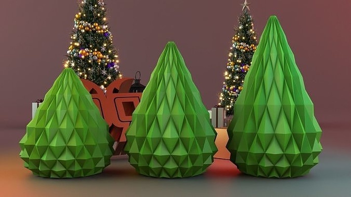 parametric christmas tree set stl love decor home homedecor candle mold holyday cute minimal xmas house 3d print model - Mito3D