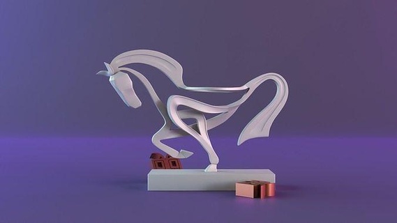 parametrico cavallo scultura moderno animale stl amore arredamento casa Home decor carina minimo arte sculture 3d print model - Mito3D