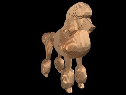 parametric poodle 4mm thickness poly polygon polygonal lowpoly toy statue future futuristic abstract geometry geometric contemporary dog animals laser cut cutting art sculptures 3d print model - Mito3D