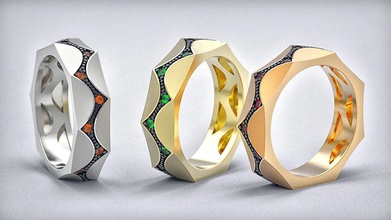 Parametrisch-ring-Druck 3d-Modell-Schmuck Schmuck 3dprint bedruckbar ist render Juwel Silber gold gold-ring ring parametrik Weißgold rosegold Produktion drei-dimensional mitua 3dprinter 3dwax Schönheit Diamanten Ringe 3d print model - Mito3D