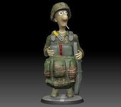 paratrooper private murphy army airborne infantry cartoon strip soldier military games toys 3d print model - Mito3D