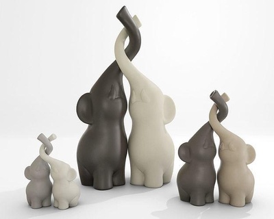 pareja elefantes impresionar 3d escultura Pareja decoración Arte esculturas 3d print model - Mito3D