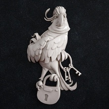 parrot sculpture bird animal key wall art sculptures 3d print model - Mito3D