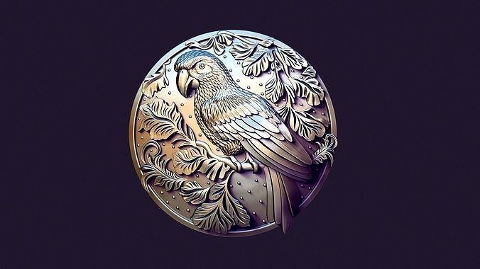 parrot medallion casting bird colibri budgerigar white throat buckle humming pendant coulomb pendent jewelry jewellery jewel necklace printable brooch sculpture brooches 3D print model - Mito3D