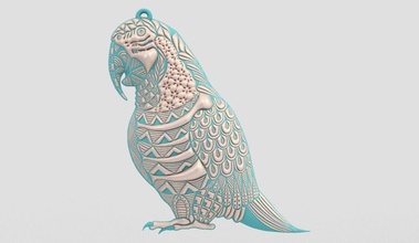 parrot necklace animal nature exotic tropical beak budgie fauna pet parakeet wings flying peacock cute wildlife jewel ring jewelry pendants 3d print model - Mito3D