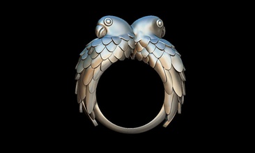 papagaios anel papagaio pássaro pena ouro pombo prata imprimível natureza projeto animal arte deco canário arara escarlate pájaro joalheria argolas 3d print model - Mito3D
