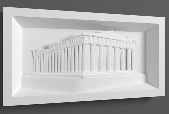 partenón cnc enrutador arquitectura pared interior sencillez templo atenas grecia griego 3dprinter alivio artcam carveco esculturas hogar casa decoración antiguo 3D print model - Mito3D