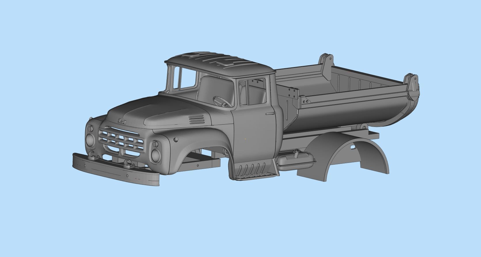parçalar taksi kamyon 130 stl yazdırılabilir vücutlar araba rusça zil130 ussr sovyet araç sanayi rc rccar wpl b askeri hobi kendin yap otomotiv 3D print model - Mito3D