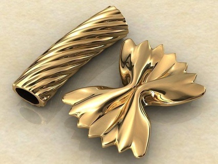 pasta rigatoni farfalle incantesimi pendente ciondoli oro splendente lusso gioielleria argento stampabile collana Italia cibo moda platino simbolo design amore polsini 3d print model - Mito3D