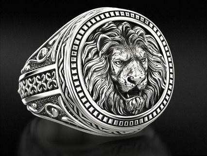 patterned lion ring 780 3dprinted design fashion gold golden jewel jewellery jewelry print printabl printable printing prototyping rings silver 3d print model - Mito3D