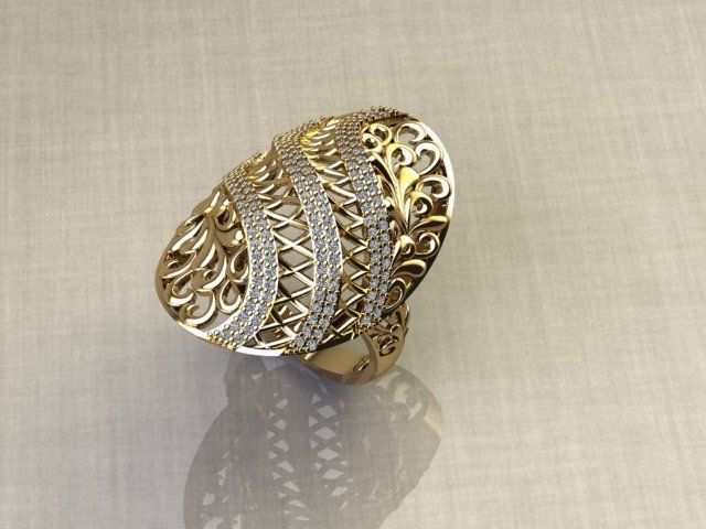 estampado de anillo la joyería 3d oro plata moda imprimible el diamante blanco los anillos 3D print model - Mito3D