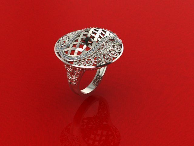 motifs bague 3d or argent imprimable diamant conception bijoux mode platine anneaux 3D print model - Mito3D