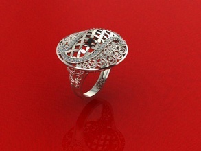 patterned ring 3d gold silver printable diamond design jewelry fashion platinum rings 3d print model - Mito3D