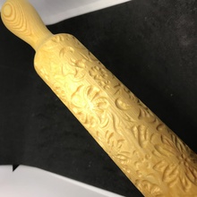 patterned rolling pin flowers cnc kitchen decor cookies wood relief carving food house dining 3d print model - Mito3D