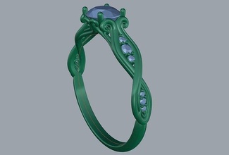 patterned twisted ring pattern filigree shank diamond models jewelry rings 3d print model - Mito3D