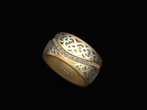 gemustert Hochzeit Ring 3d Silber druckbar Gold Frau Weiß Diamant Mode Schmuck Ringe 3d print model - Mito3D
