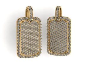 pave diamond dog tag pendant diamonds jewelry jewellery silver gold tags printable castable pendants 3d print model - Mito3D