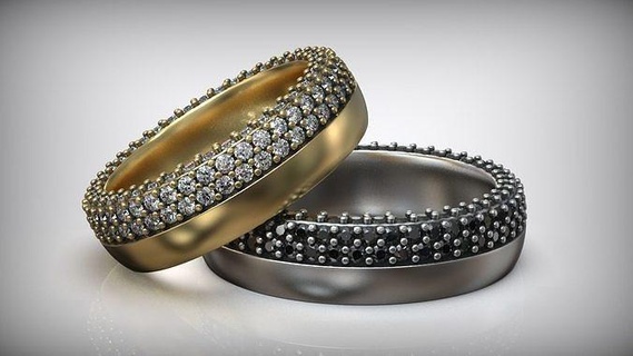 pflastern Diamant Luxus Hochzeit Band Ring Rahmen Profil Komfort Engagement Gold Platin exklusiv Ringe Schmuck Herstellung cnc Mahlen druckbar Juwel Mode j3ds 3d print model - Mito3D