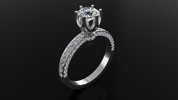 pave engagement rings diamondrings jewelry gold silver diamond ring wedding fashion 3d print model - Mito3D