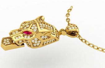 pflastern panter anhänger schmuck gold luxus leuchtenden juwel druckbar diamant ring silber 3d print model - Mito3D