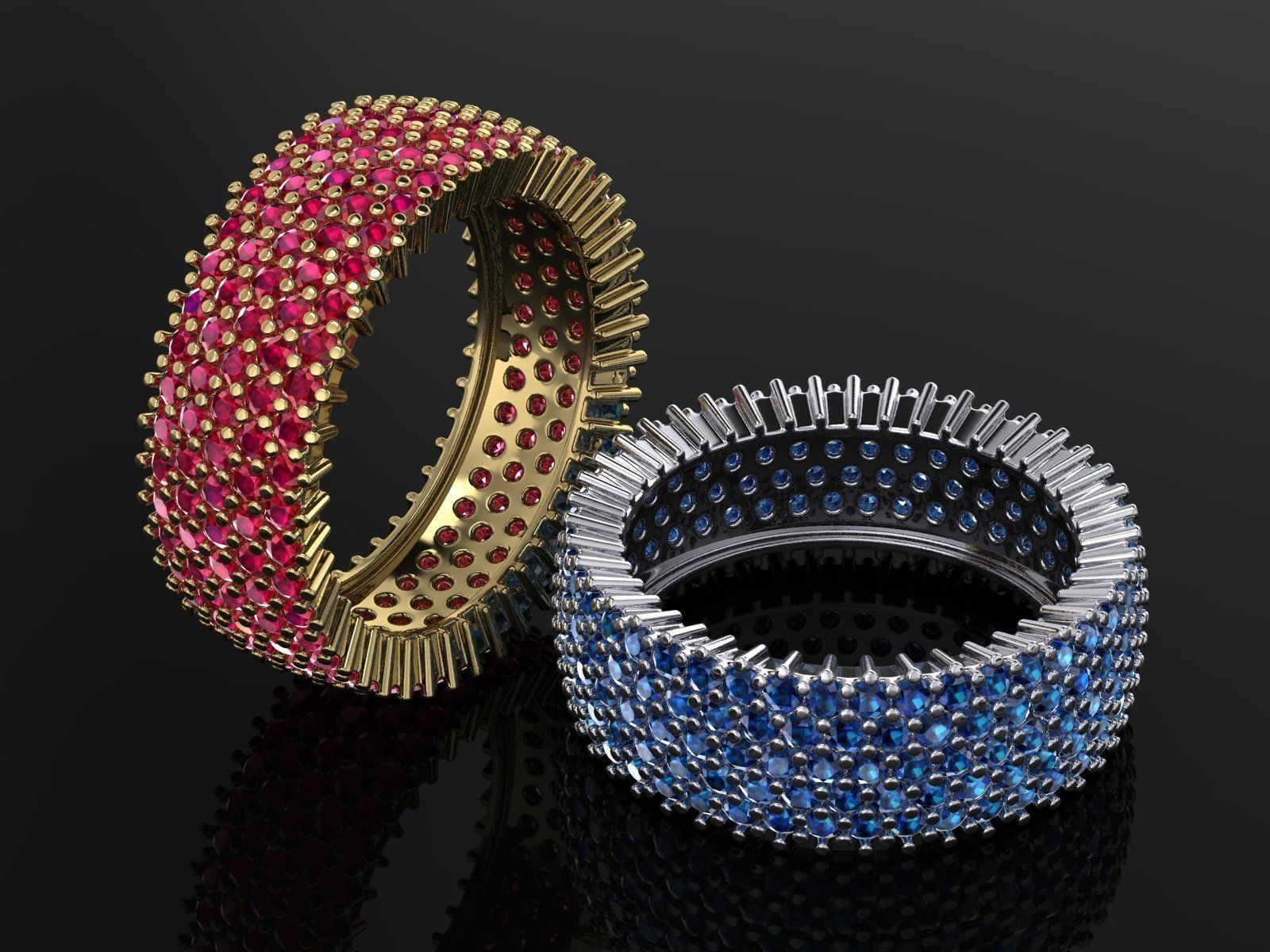 pave ring01 gioielli stesa ruby zaffiro prototipazione di stampa oro stl fidanzamento stampabile anello diamanti argento diamante gioiello la anelli 3D print model - Mito3D