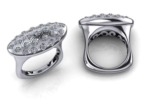 pave ring jewelry precious gold diamond jewel fashion shining printable brilliant carat luxury squared confort rings 3d print model - Mito3D