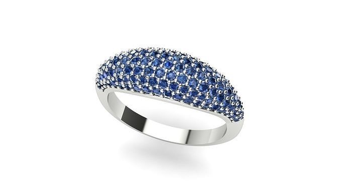 pavimentar anel joalheria platina luxo gema moda brilhando prata brilhante ouro safira beleza noivado diamante engagem argolas 3D print model - Mito3D