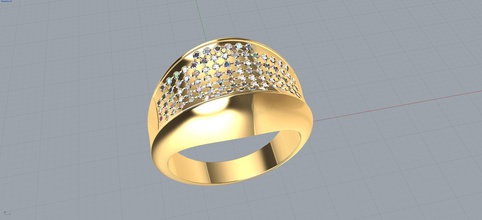 paver bague 1 mm diamants diamant or conception art bijoux anneaux 3d print model - Mito3D