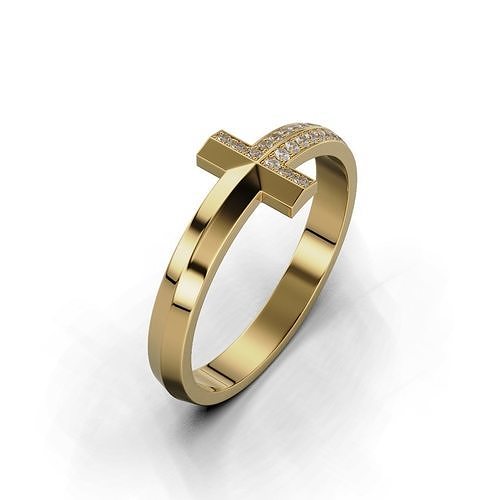 pflastern Ringe Frau 3 Ring Lünette runden Schmuck Diamant Silber Engagement Solitär Design Juwel Heiligenschein 3D print model - Mito3D